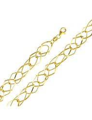 14K Yellow Gold Fashion Link Bracelet with Lobster Claw Clasp - 7.5" Inches