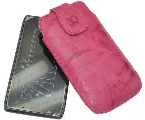 Suncase Ledertasche (Magnetverschluss) f&uuml;r Motorola Razr Droid wash-pink Preisvergleich