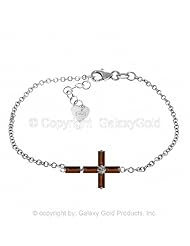 Garnet Cross Bracelet in 14k White Gold
