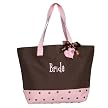Polka Dot Bride Tote - Chocolate Brown/ Pink