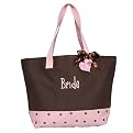 Polka Dot Bride Tote - Chocolate Brown/ Pink