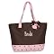 Polka Dot Bride Tote - Chocolate Brown/ Pink