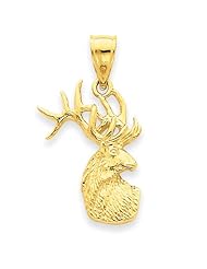 14k Yellow Gold Polished Deer Head Charm.