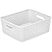 Simplify Medium Resin storage tote Wicker look White 14 x 11.5 x 5.15 inch