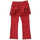 【日本製】プラチナムベイビー【おしり3段フリル★10分丈】カラーストレッチパンツ (S(70～80cm), レッド)