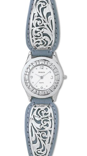 Avalon Watches, Avalon Lady Rancher Western Watch-Sky Blue with .925 Sterling Silver Keeper and Buckle # 7377, Womens Watches, Womens Avalon Watches