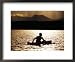 Njemp Fisherman Paddling on Lake at Sunset, Lake Baringo, Kenya Framed Art Poster Pri...