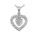 0.09 cttw Heart Shaped Pendant - 14kt White Gold LIFETIME WARRANTY