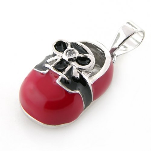 Red and Black Enamel Baby Saddleshoe Pendant Baby Shoe Charm