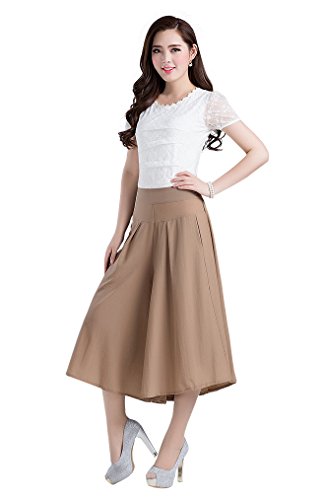 ELPIS レディース エレガント ミモレ 丈 スカンツ スカーチョ キュロット ワイドパンツ カーキ グリーン ブラック M L XL XXL