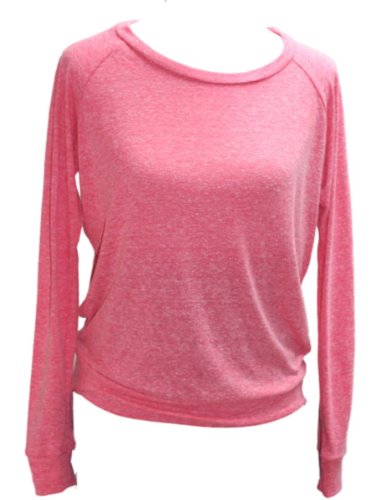 YogaColors Black Heart Tri-Blend Light Weight Raglan Pullover BR394 (Medium, Eco Deep Pink)