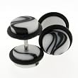 Fake Acrylic Plugs - White Marble 16g Wire; 8mm - Sold as a Pair