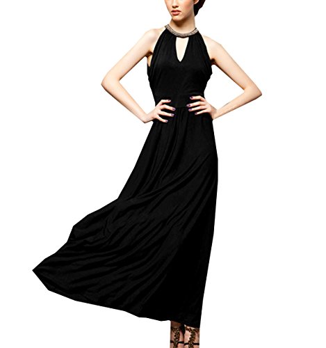 (コニーコニー) ConeyConey ホルターネック マキシ ワンピース ノースリーブ ロング イブニングドレス