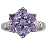 1 3/4ct Amethyst Flower Ring in Sterling Silver, Ring Size 5 to 8