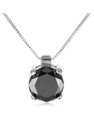10k Gold Round-Cut Black Diamond Solitaire Pendant (1.00 cttw), 18"