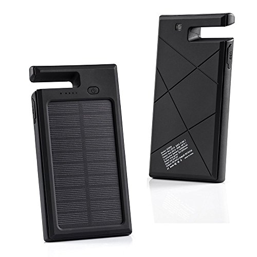 Solar Phone Charger, FKANT 10000mAh Portable Solar Power Bank Cell Phone Charger with Dock and Flashlight for iPhone Samsung HTC and More