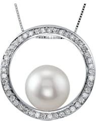 Jewelplus South Sea Cultured Pearl & 1/2 ct tw Diamond Necklace 18K White .45 Ct Tw/ 10.00 Mm