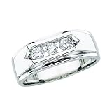 3 Diamond Men's Ring 1/2 ct. in 14K White Gold