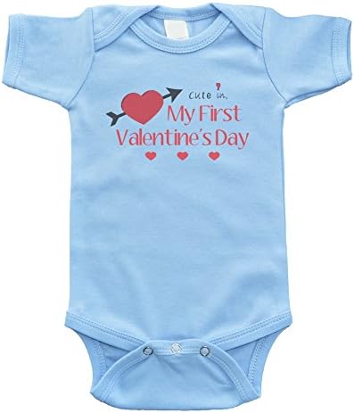 Cute in My First Valentine's Day Baby Bodysuit (3-6 Months, Blue)