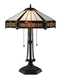 IMAGE OF Dimond D1852 16-Inch Width by 22-Inch Height Filigree 2 Light Table Lamp in Tiffany Bronze with Tiffany Glass Shade