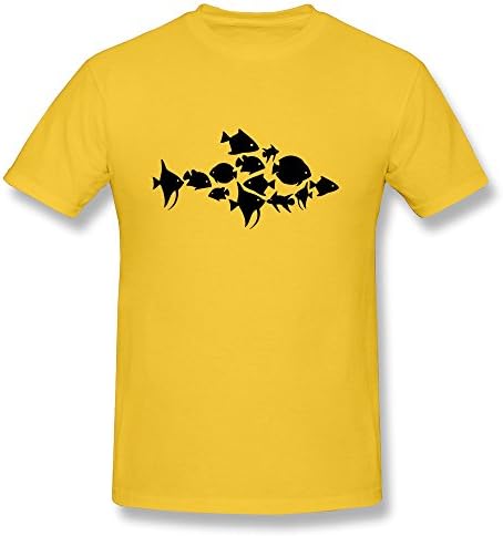 Walliam Man's Big Fish 1c T-shirts Size XL Yellow