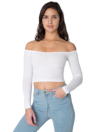 American Apparel Women's Cotton Spandex Long Sleeve Off-Shoulder Top