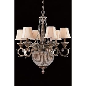 One tier Paris Flea Chandelier, 31.5"Hx28"W, WEATHERD PATINA