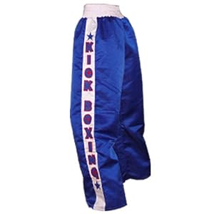 Thai Boxing Trouser Muay Thai Kick Boxing Trousers Kickboxing Martial Arts Contact Satin Blue Extra Large