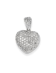14 Karat White Gold .44 Carat Diamond Puffed 20mm Heart Pendant