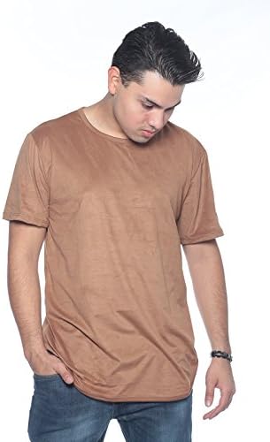 WEIV Suede Longline T-Shirt (Small, Tan)