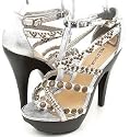 Shoehorne Women's Silver Cracked pu Leather Studded Gladiator High Heeled Platform Sandals Avail in all Sizes