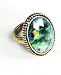Vintage retro peacock eye feather ring emo kitsch bronze costume jewelry