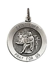 St. Saint Luke Medal Pendant With 24 Inch Chain Sterling Silver R16318