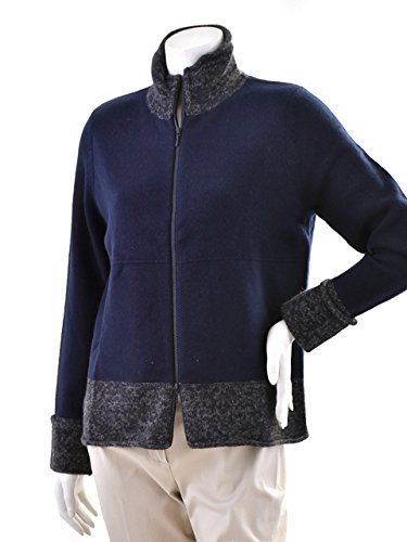 (アンドソー) &SO 長袖ハイネックニットブルゾン 163-45000 カシミヤ100% 40 ネイビー 並行輸入品