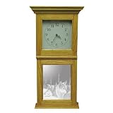 Elegant Solid Oak Wall Clock or Mantle Clock with Wildlife Wolf Art Etched Mirror by MasterVisions Etched Glass Home Decor