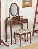 NEW WOODEN VANITY SET W.DRAWER AND CUSHIONED STOOL