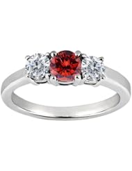 1.09 Ct Round Cognac Red Diamond G/H Diamond 18K White Gold Ring