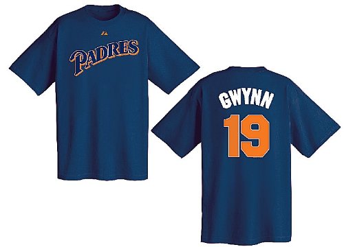 Tony Gwynn San Diego Padres Blue MLB Throwback 2 Sided Short Sleeve Tee Shirt By Majestic (XXL=52)