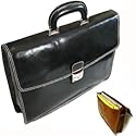 Floto Milano Black Briefcase Attache Lap-top Case