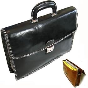 Floto Milano Black Briefcase Attache Lap-top Case