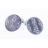 Buy Sterling silver and translucent lilac enamel music note handmade cufflinks with... by Touch of Luxury