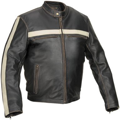 River Road Mens Hoodlum Leather Motorcycle Jacket 40