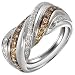 Forzieri 18K Gold White & Champagne Diamond Ring USA 6 | UK L | IT 11