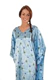 Up2date Fashion Satin Caftan/Kaftan, Style#Caf04, One Size Fits All, Light Blue Floral Print