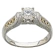 14K Two Tone Semi-Mount Diamond Engagement Ring (Center Stone Is Not Included)
