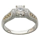 14K Two Tone Semi-Mount Diamond Engagement Ring (Center Stone Is Not Included)
