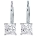 Platinum Overlay Sterling Silver 5.5mm Princess Cubic Zirconia Leverback Earrings