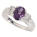 14Kt White Gold Oval Amethyst Diamond Fashion Ring