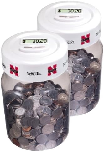University Of Nebraska LCD Display Coin Jar - Medium (Pack Of 2)