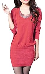 General Print Beaded Wool/Knit Sweater  Dress